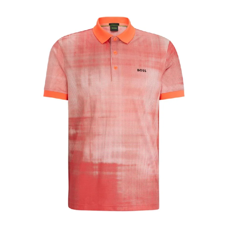 Printed-mesh polo shirt with logo detail