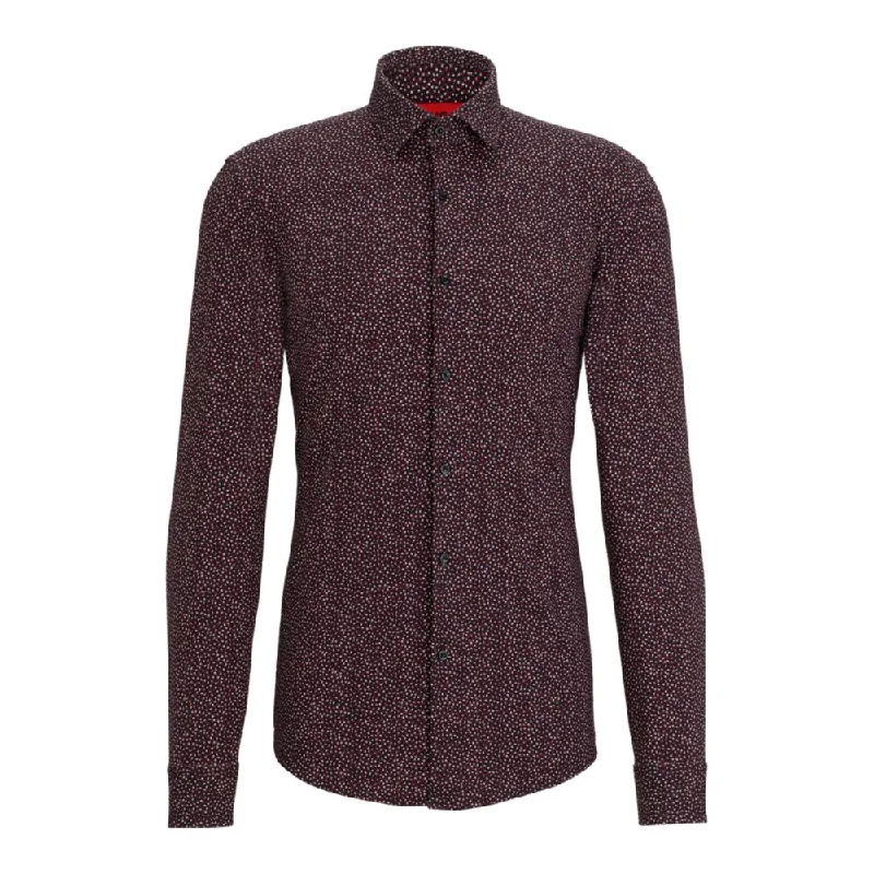 Slim-fit shirt in printed performance-stretch canvas