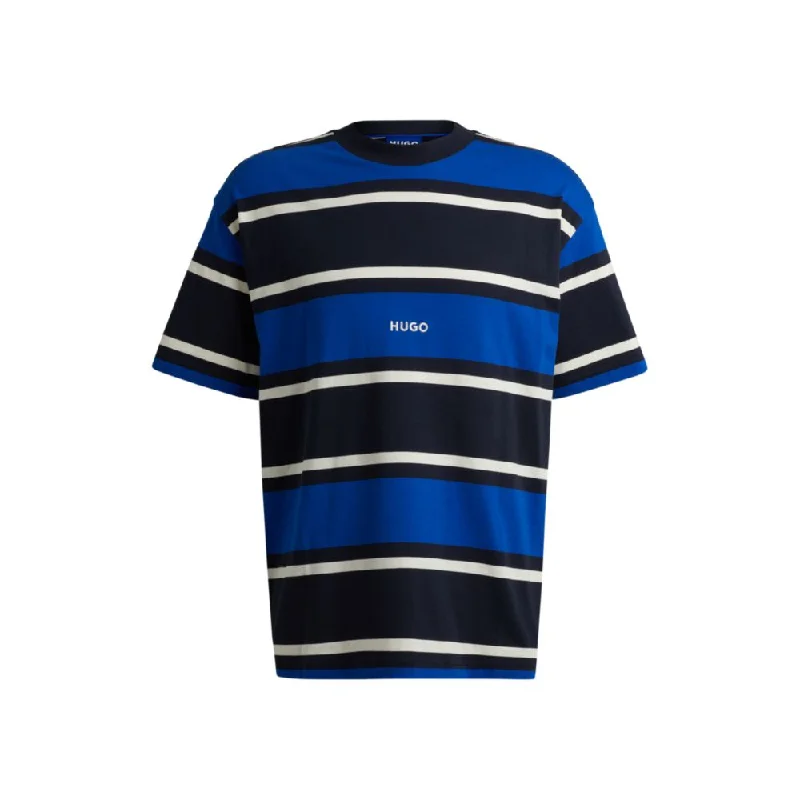 Striped T-shirt in cotton jersey with embroidered logo