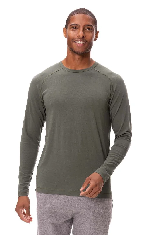 Threadfast Apparel Mens Impact Long Sleeve Crewneck T-Shirt - Army Green