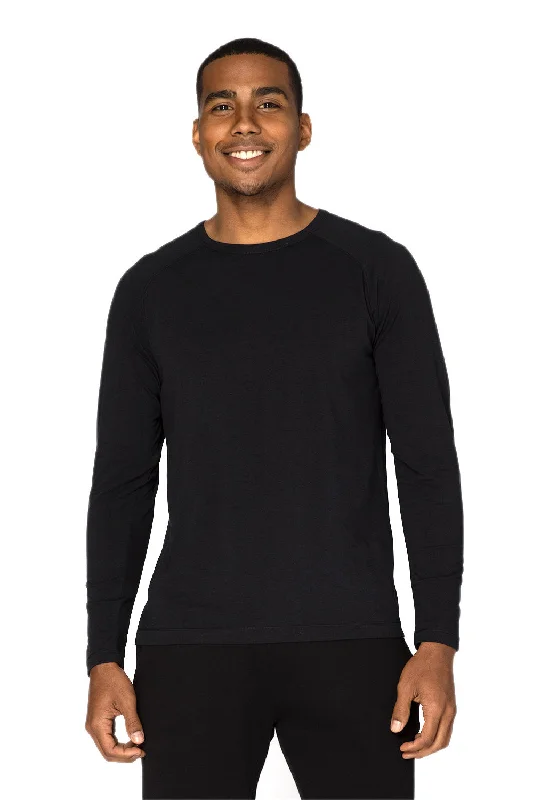 Threadfast Apparel Mens Impact Long Sleeve Crewneck T-Shirt - Black