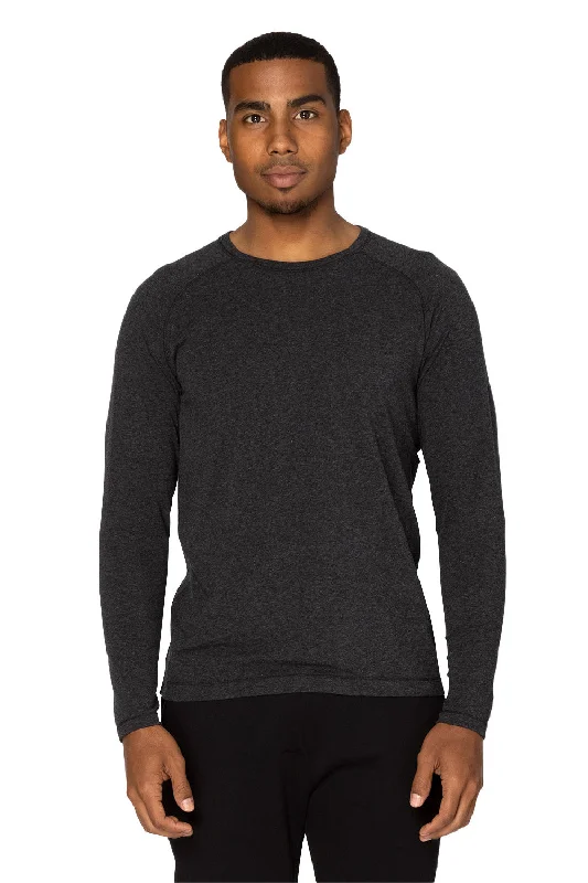 Threadfast Apparel Mens Impact Long Sleeve Crewneck T-Shirt - Heather Black