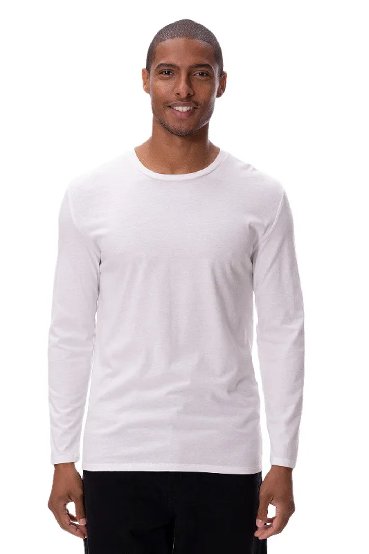 Threadfast Apparel Mens Ultimate Long Sleeve Crewneck T-Shirt - White