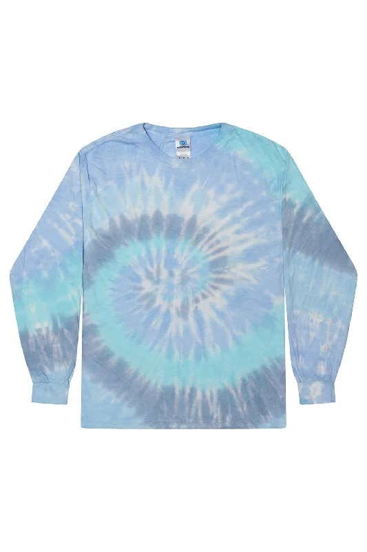 Tie-Dye Mens Long Sleeve Crewneck T-Shirt - Lagoon