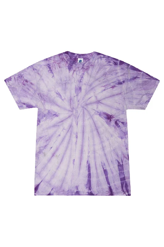 Tie-Dye Mens Short Sleeve Crewneck T-Shirt - Spider Lavender