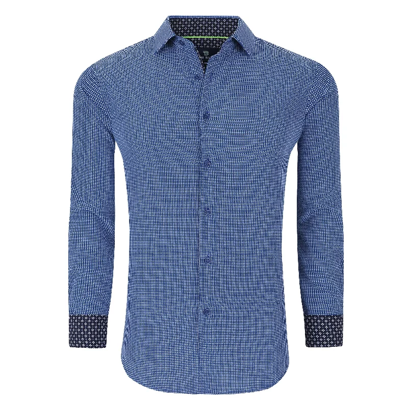 Tom Baine Slim Fit Performance Long Sleeve Geometric Button Down