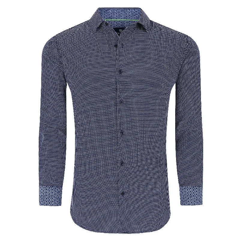 Tom Baine Slim Fit Performance Long Sleeve Geometric Button Down