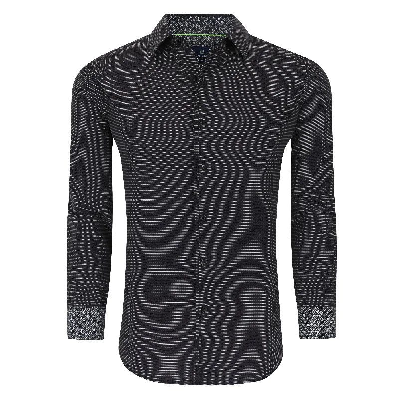 Tom Baine Slim Fit Performance Long Sleeve Geometric Button Down