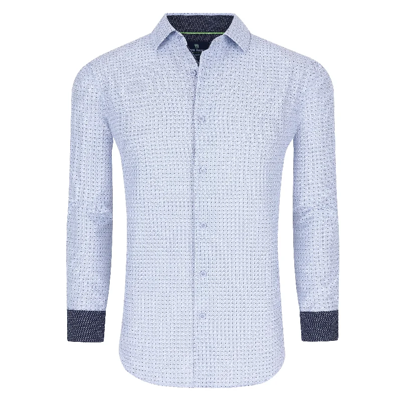 Tom Baine Slim Fit Performance Long Sleeve Geometric Button Down