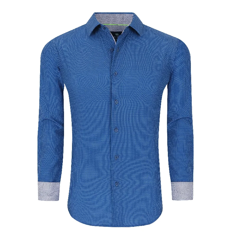 Tom Baine Slim Fit Performance Long Sleeve Geometric Button Down