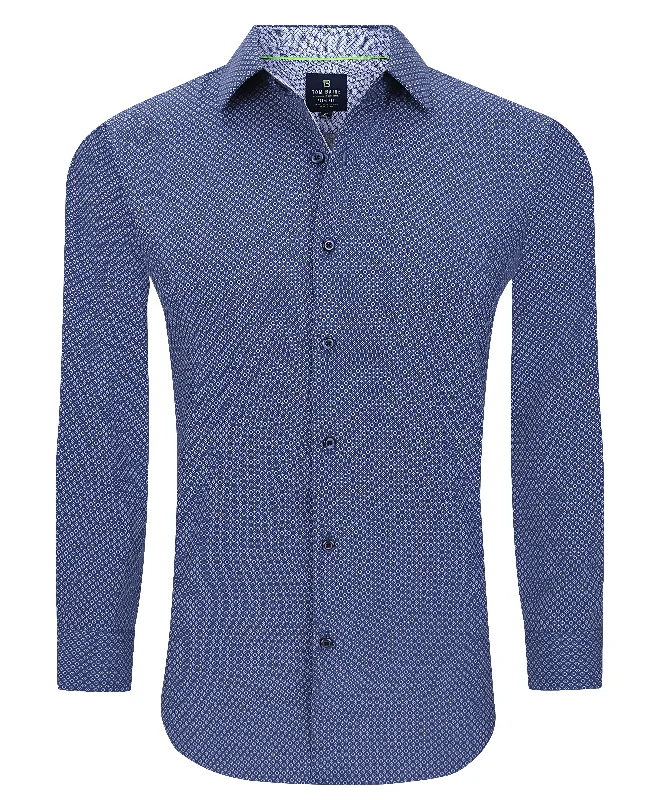 Tom Baine Slim Fit Performance Long Sleeve Geometric Button Down