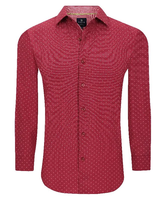 Tom Baine Slim Fit Performance Long Sleeve Geometric Button Down