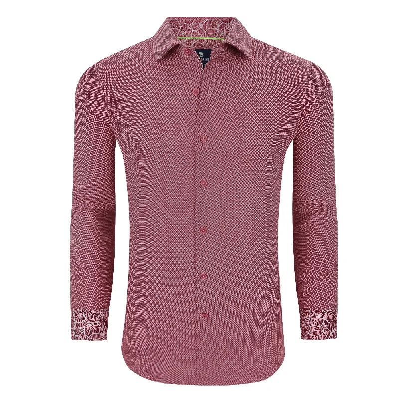 Tom Baine Slim Fit Performance Long Sleeve Geometric Button Down