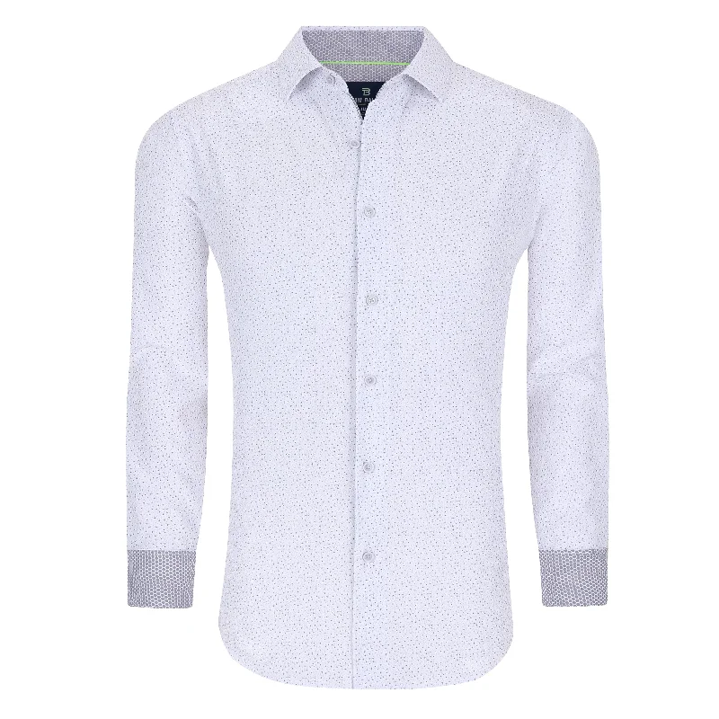 Tom Baine Slim Fit Performance Long Sleeve Geometric Button Down