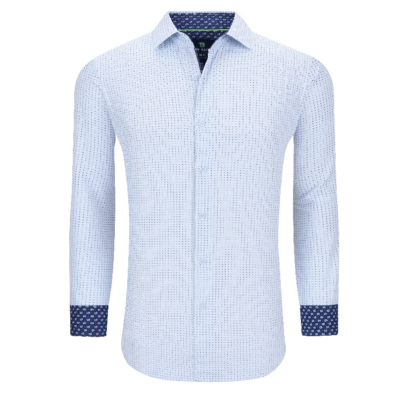 Tom Baine Slim Fit Performance Long Sleeve Geometric Button Down