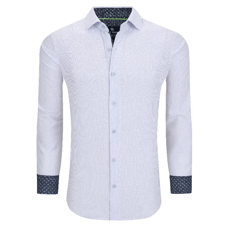 Tom Baine Slim Fit Performance Long Sleeve Geometric Button Down