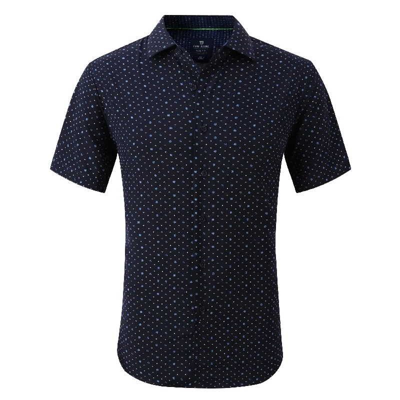 Tom Baine Slim Fit Performance Short Sleeve Geometric Button Down