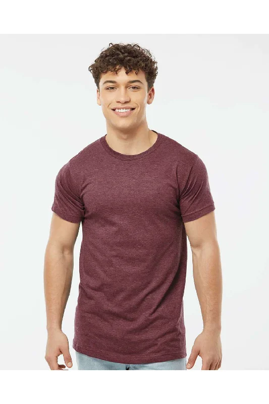 Tultex Mens Fine Jersey Short Sleeve Crewneck T-Shirt - Heather Burgundy