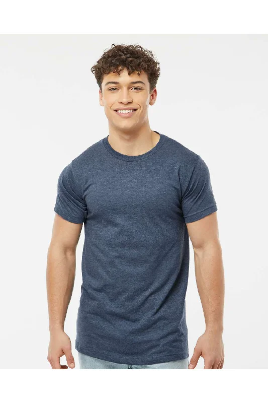 Tultex Mens Fine Jersey Short Sleeve Crewneck T-Shirt - Heather Denim Blue