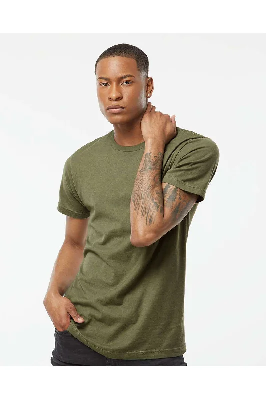 Tultex Mens Fine Jersey Short Sleeve Crewneck T-Shirt - Military Green